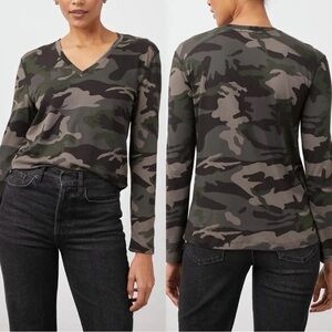 Rails Camo V-Neck Long Sleeve Top
